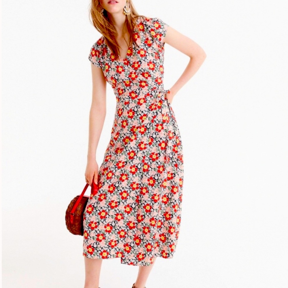 J. Crew - 70's Floral Midi Wrap dress